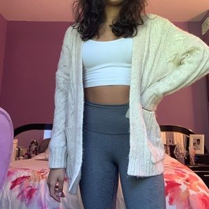 Beige Cable Knit Cardigan